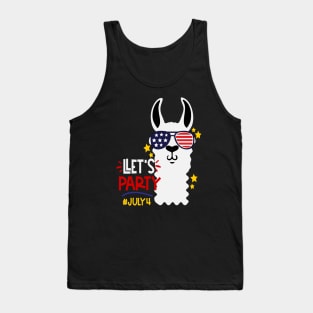 Funny Llama Let's Party 4th Of July Gift Tank Top